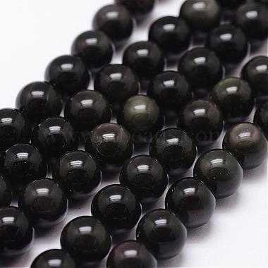 14mm Black Round Obsidian Beads