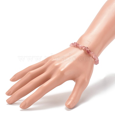 Natural Strawberry Quartz Beaded Stretch Bracelets for Kids(BJEW-JB06250-06)-3