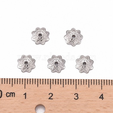 304 Stainless Steel 8-Petal Flower Bead Caps(STAS-J011-03)-4