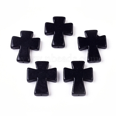 35mm Black Cross Synthetic Turquoise Beads