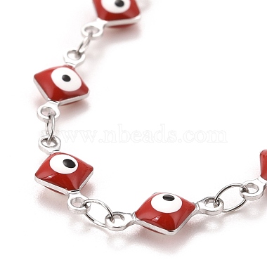 Enamel Rhombus with Evil Eye Link Chains Bracelet(BJEW-P271-03P-01)-2