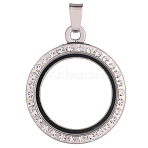 Alloy Photo Frame Pendants, with Crystal Resin Rhinestone, Cadmium Free & Lead Free, Flat Round, Platinum, 30mm(ALRI-WH0002-26A-P)