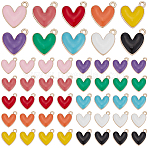60Pcs 10 Colors Eco-Friendly Zinc Alloy Pendants, Heart Charms, with Enamel, Cadmium Free & Nickel Free & Lead Free, Light Gold, Mixed Color, 16x15x3mm, Hole: 1.6mm, 6pcs/color(FIND-SC0024-13)