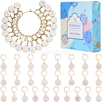 Letter A~Z Alloy Enamel Charms Pendant Locking Stitch Markers, 304 Stainless Steel Leverback Earring Findings, White, 3cm, 26pcs/set(HJEW-SC00080)
