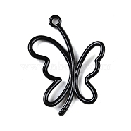 Baking Paint Alloy Pendants, Butterfly, Black, 26x19x2mm, Hole: 2mm(FIND-G080-01I)