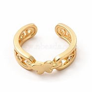 Cubic Zirconia Butterfly Open Cuff Ring, Golden Brass Jewelry for Women, Clear, Inner Diameter: 18mm(KK-A180-32G)