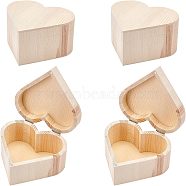 Pine Storage Box, with Iron Findings, Heart, Blanched Almond, 12.7x13.25x7.05cm, Inner Diameter: 10.5x11.8cm(WOOD-WH0107-49)