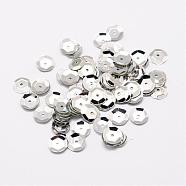 Plastic Paillette Beads, Semi-cupped Sequins Beads, Center Hole, Silver, 6~7x0.5mm, Hole: 1mm(PVC-A001-6mm-08)