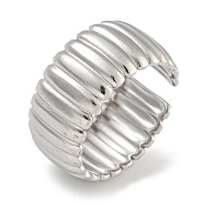 304 Stainless Steel Open Cuff Ring for Women, Stainless Steel Color, Inner diameter: Adjustable, 10mm(X-RJEW-U014-05P)