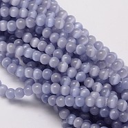 Cat Eye Beads Strands, Round, Lilac, 6mm, Hole: 1mm, about 68pcs/strand, 15.5 inch(X-CE-M011-6mm-24B)