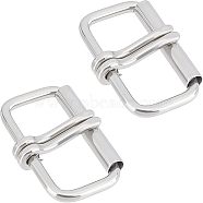 Stainless Steel Roller Buckles, 2 Piece Pin Buckle for Men DIY Belt Accessories, Rectangle, Stainless Steel Color, 73.5x48.5x13.5mm(DIY-WH0304-354)