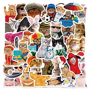 50Pcs 50 Styles Paper Cartoon Stickers Sets, Adhesive Decals for DIY Scrapbooking, Photo Album Decoration, Cat Pattern, 53~63x42~59x0.2mm, 1pc/style(STIC-P004-23K)