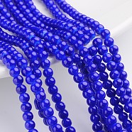 Painted Glass Bead Strands, Baking Paint, Round, Royal Blue, 4mm, Hole: 1.1~1.3mm, about 200pcs/strand, 31.4 inch(DGLA-S071-4mm-50)