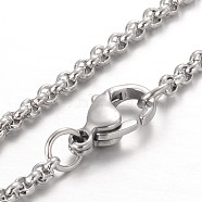 304 Stainless Steel Rolo Chain Necklaces, with Lobster Claw Clasps, Stainless Steel Color, 18.1 inch(46cm)(NJEW-JN01228-02)