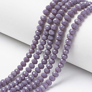 Opaque Solid Color Glass Beads Strands, Faceted, Rondelle, Medium Purple, 3.5x3mm, Hole: 0.4mm, about 138pcs/strand, 15.7 inch(40cm)(EGLA-A034-P3mm-D11)