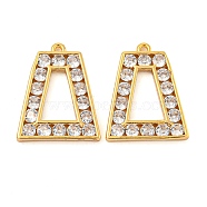 Brass Clear Cubic Zirconia Pendants, Trapezoid, Real 18K Gold Plated, 19x15x2mm, Hole: 1mm(KK-N254-33G)