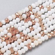 Glass Beads Strands, Faceted, Rondelle, Sandy Brown, 2~3.2x1.8~2.6mm, Hole: 0.8mm, about 185~186pcs/Strand, 15.55~15.75 inch(39.5~40cm)(X-GLAA-F106-B-16)