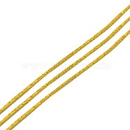 Eco-Friendly Dyed Shiny Round Metallic String Thread Polyester Cords, Gold, 1mm, about 13.12 yards(12m)/roll(OCOR-L003-01)