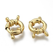 Rack Plating Brass Spring Clasps, Real 18K Gold Plated, 15x5mm, Hole: 2mm(KK-D399-B-G-NF)