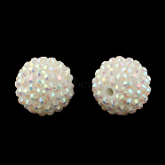 AB-Color Resin Rhinestone Beads, with Acrylic Round Beads Inside, for Bubblegum Jewelry, White, 20x18mm, Hole: 2~2.5mm(RESI-S315-18x20-16)