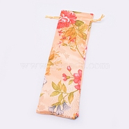 Brocade Drawstring Pouches, Candy Sachet Wallet Jewelry Bag, Tomato, 23.5~25x8~8.5x0.1cm(ABAG-WH0023-19I)