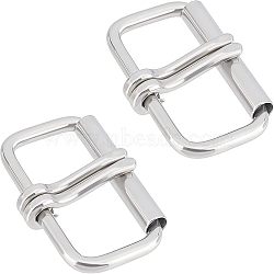 Stainless Steel Roller Buckles, 2 Piece Pin Buckle for Men DIY Belt Accessories, Rectangle, Stainless Steel Color, 73.5x48.5x13.5mm(DIY-WH0304-354)