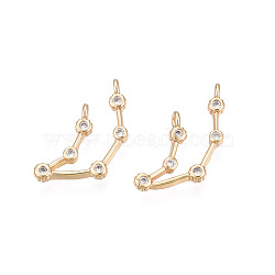 Brass Connector Charms, with Crystal Rhinestone, Real 18K Gold Plated, Cadmium Free & Nickel Free & Lead Free, Twelve Constellation, Libra,  17.5x8.5x2mm, Hole: 1.2mm(KK-N232-329A)