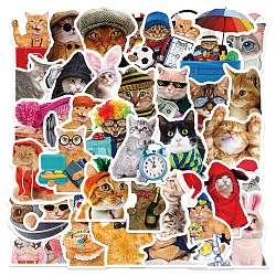 50Pcs 50 Styles Paper Cartoon Stickers Sets, Adhesive Decals for DIY Scrapbooking, Photo Album Decoration, Cat Pattern, 53~63x42~59x0.2mm, 1pc/style(STIC-P004-23K)