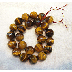 Round Tiger Eye Beads Strands, Grade AB+, Dark Goldenrod, 6mm, Hole: 1mm, about 60pcs/strand(X-Z0RQT011)