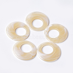 Acrylic Pendants, Imitation Gemstone Style, Flat Round, Wheat, 47x5mm, Hole: 2mm, about 100pcs/500g(OACR-T007-05C)