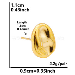 Flat Round Stainless Steel Stud Earrings for Women, Golden(US2869-10)