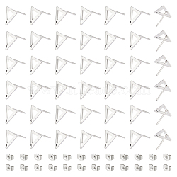 Unicraftale 201 Stainless Steel Stud Earring Findings with Hole, 304 Stainless Steel Pins and Ear Nuts, Triangle, 10x9mm, Hole: 1mm, Pin: 0.8mm, 100Pcs/box(EJEW-UN0002-34A)