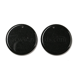 Natural Obsidian Pendants, Flat Round Charms, 29.5~30x3mm, Hole: 1.6mm(G-B071-01C)