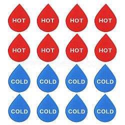 16Pcs 2 Color Acrylic Public Signs, Hot & Cold Water Marking for Faucet, Teardrop, Mixed Color, 45x35x2mm, 8pcs/color(AJEW-CA0004-03)