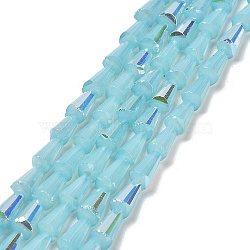 Baking Painted Glass Beads Strands, Imitation Opalite, Faceted, AB Color, Cone, Pale Turquoise, 4x8mm, Hole: 0.8mm, about 68pcs/strand, 21.85~22.05''(55.5~56cm)(DGLA-D001-03G)