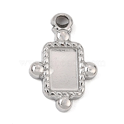 304 Stainless Steel Pendant Cabochons Settings, Rectangle Charms, Stainless Steel Color, Tray: 6.5x4mm, 14x9.5x2mm, Hole: 1.2mm(SA-CBA0563-29P)