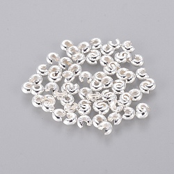 Iron Crimp Beads Covers, Cadmium Free & Nickel Free & Lead Free, Silver Color Plated, 3mm In Diameter, Hole: 1.2~1.5mm(IFIN-H028-NFS-NF)