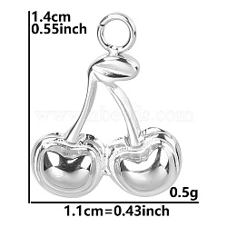 Anti-Tarnish 304 Stainless Steel Pendants, Cherry Charm, Stainless Steel Color, 11x14mm(PW-WG119E5-01)