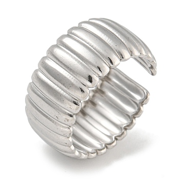 304 Stainless Steel Open Cuff Ring for Women, Stainless Steel Color, Inner diameter: Adjustable, 10mm