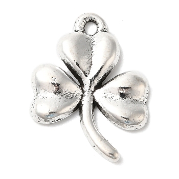 Tibetan Style Alloy Pendants, Cadmium Free & Nickel Free & Lead Free, Ireland Shamrock , Antique Silver, 19x14x2mm, Hole: 2mm