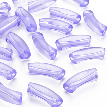 Transparent Acrylic Beads, Curved Tube, Medium Purple, 36x13.5x11.5mm, Hole: 4mm, about 148pcs/500g