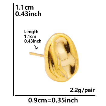 Flat Round Stainless Steel Stud Earrings for Women, Golden