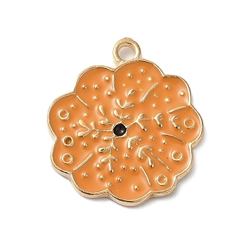 Thanksgiving Day Golden Tone Alloy Enamel Pendants, Pumpkin, 22x19.5x1.5mm, Hole: 1.8mm