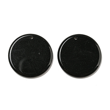 Natural Obsidian Pendants, Flat Round Charms, 29.5~30x3mm, Hole: 1.6mm