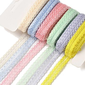 Polyester and Nylon Wavy Edged Ribbon Sets, for Bowknot Making, Gift Wrapping, Mixed Color, 3/8 inch(9~11mm), about 5.00 Yards(4.57m)/Bag