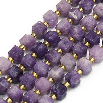 Natural Lepidolite/Purple Mica Stone Beads Strand, Faceted, Cube, 6.5~7.5x6.5~7.5x6.5~7.5mm, Hole: 1.2mm, about 43~44pcs/strand, 15.35''~15.55''(39~39.5cm)