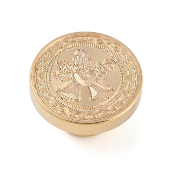 Christmas Series Wax Seal Brass Stamp Head, for Wax Seal Stamp, Golden, Christmas Bell, 25x15mm, Inner Diameter: 7mm