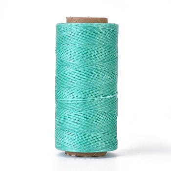 Waxed Polyester Cord, Micro Macrame Cord, Waxed Sewing Thread, Flat, Turquoise, 0.8mm, about 284.33 yards(260m)/roll