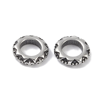 316 Surgical Stainless Steel Spacer Beads, Textured Donut, Antique Silver, 9x2mm, Hole: 5mm