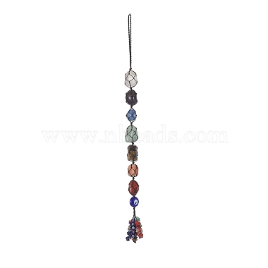 7 チャクラナゲット天然宝石ポケットペンダント装飾(HJEW-JM01049-01)-2